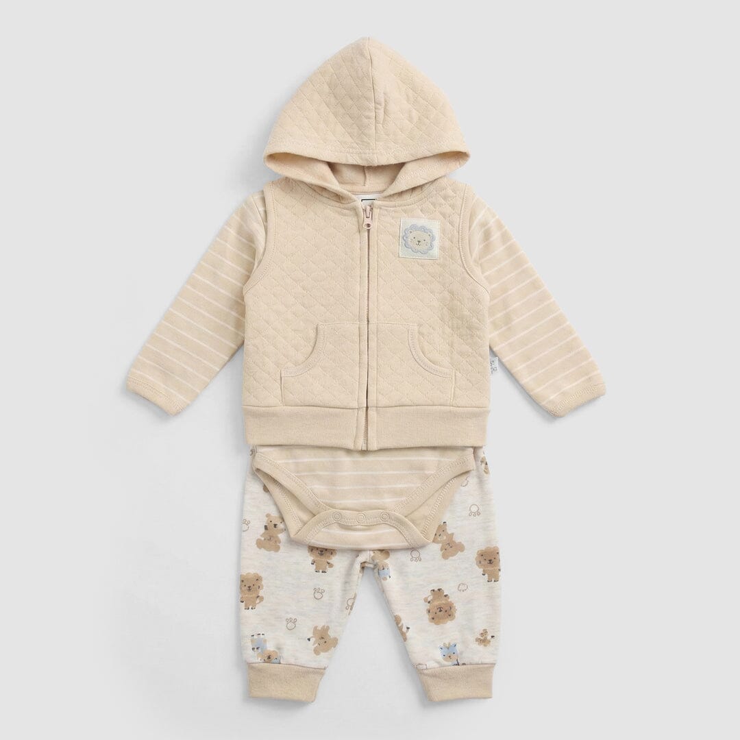 Urge Beige Winter 3Pc Kids Romper Set Romper Set Iluvlittlepeople 0-3 Months Beige Winter