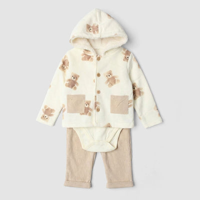 Stylish Off White Winter 3Pc Kids Romper Set Romper Set Iluvlittlepeople 0-3 Months Off White Winter