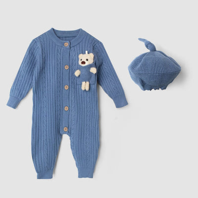 Cozy Blue Winter Kids Romper Romper Iluvlittlepeople 0-3 Months Blue Winter