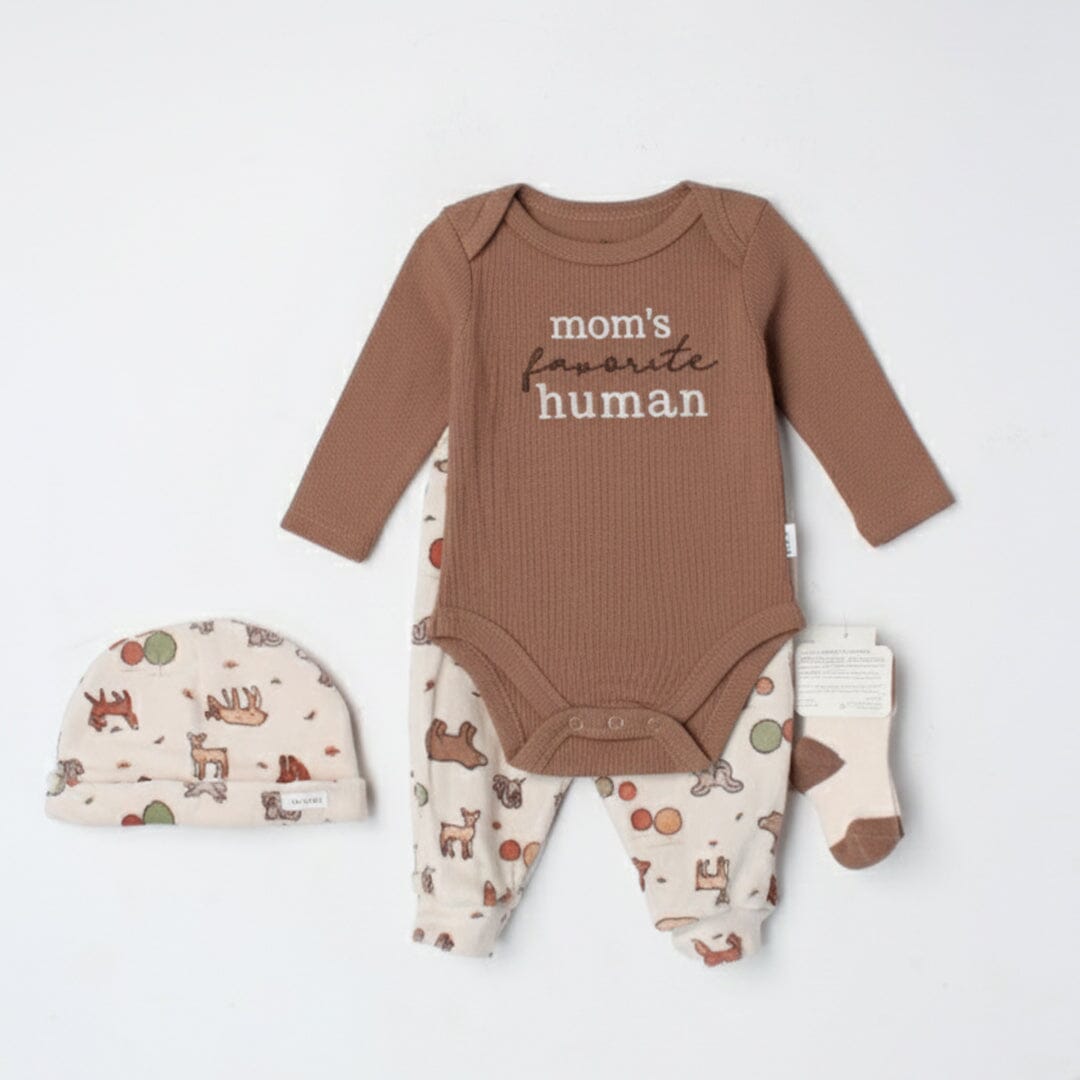 Desire Brown Winter 4Pc Kids Romper Set Romper Set Iluvlittlepeople 0-3 Months Brown Winter