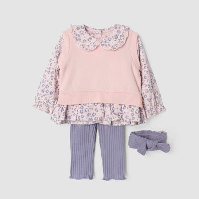 Stylish Pink Winter Girls 3Pc Romper Set Romper Set Iluvlittlepeople 0-3 Months Pink Winter