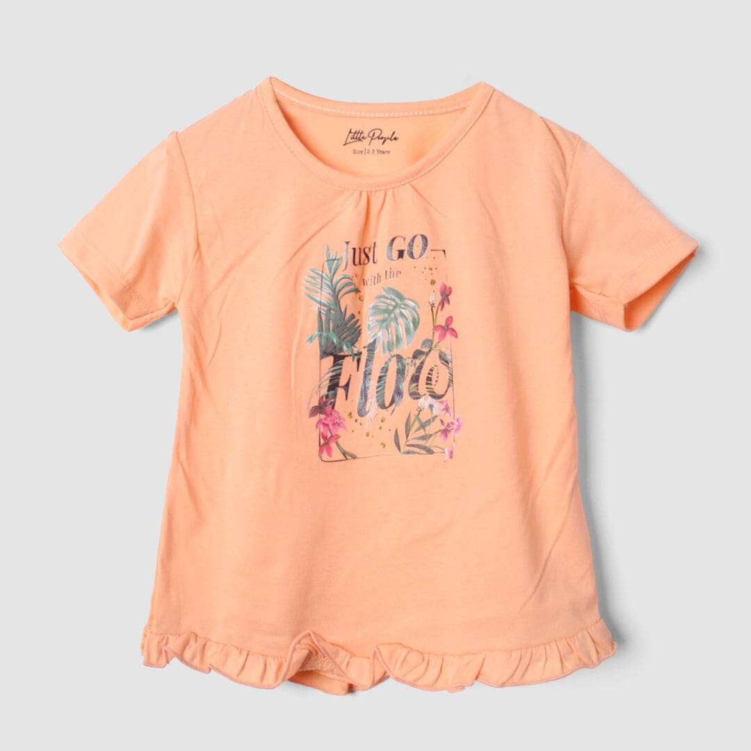 Sweet Peach Themed Girls T-Shirt T-Shirt Iluvlittlepeople 3-6 Months Peach Summer