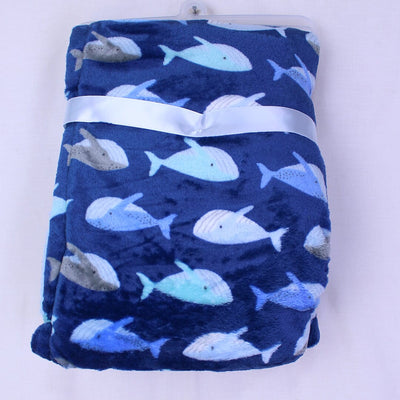Navy Blue Whale Velour Baby Blanket Blankets Iluvlittlepeople 