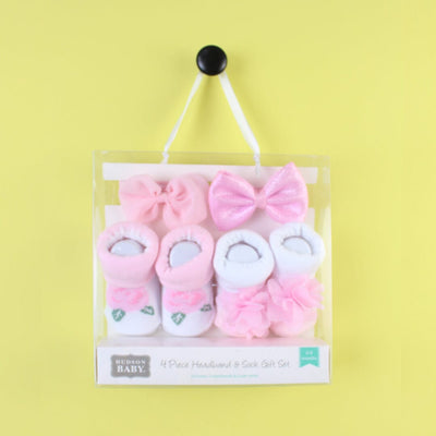 Attractive Little People Gears - 4Pcs Headband & Socks Set Socks Set Iluvlittlepeople 0-24 Months Pink Stylish