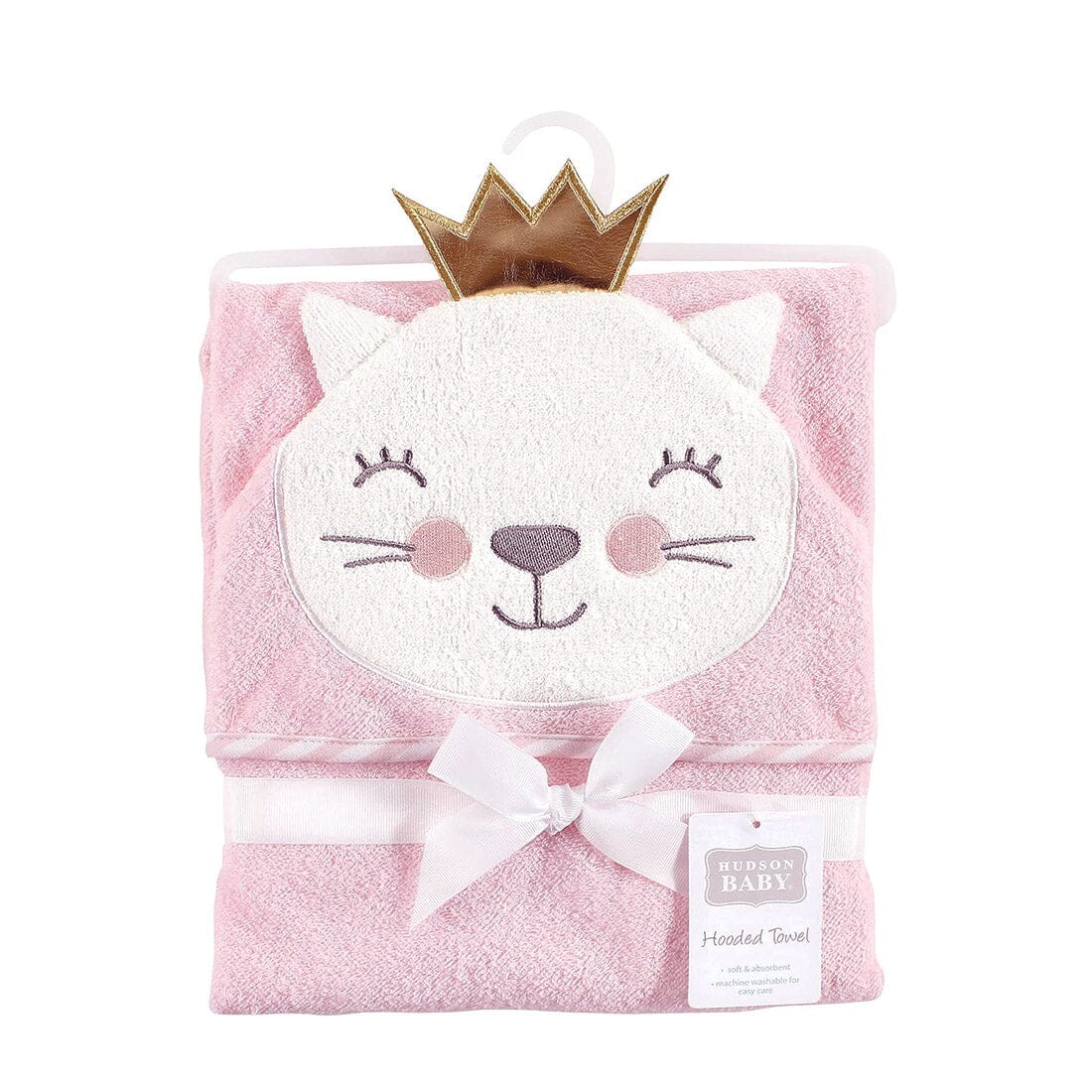 Little Baby Girl Animal Face Hooded Towel Towels Iluvlittlepeople 0-24 Months Pink Cotton