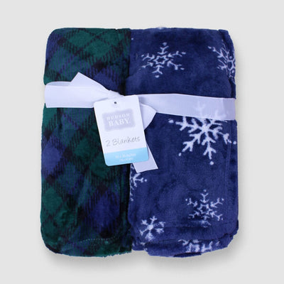 2Pc Cozy Comfortable Baby Blanket Blankets Iluvlittlepeople Medium Blue Modern