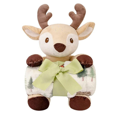 Cozy Deer Themed Baby Blanket With Soft Toy Blankets Iluvlittlepeople 0-6Month Light Brown Polyester