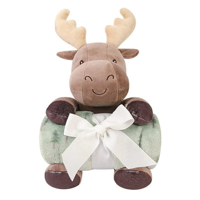 Cozy Moose Themed Baby Blanket With Soft Toy Blankets Iluvlittlepeople 0-6Month Brown Polyester