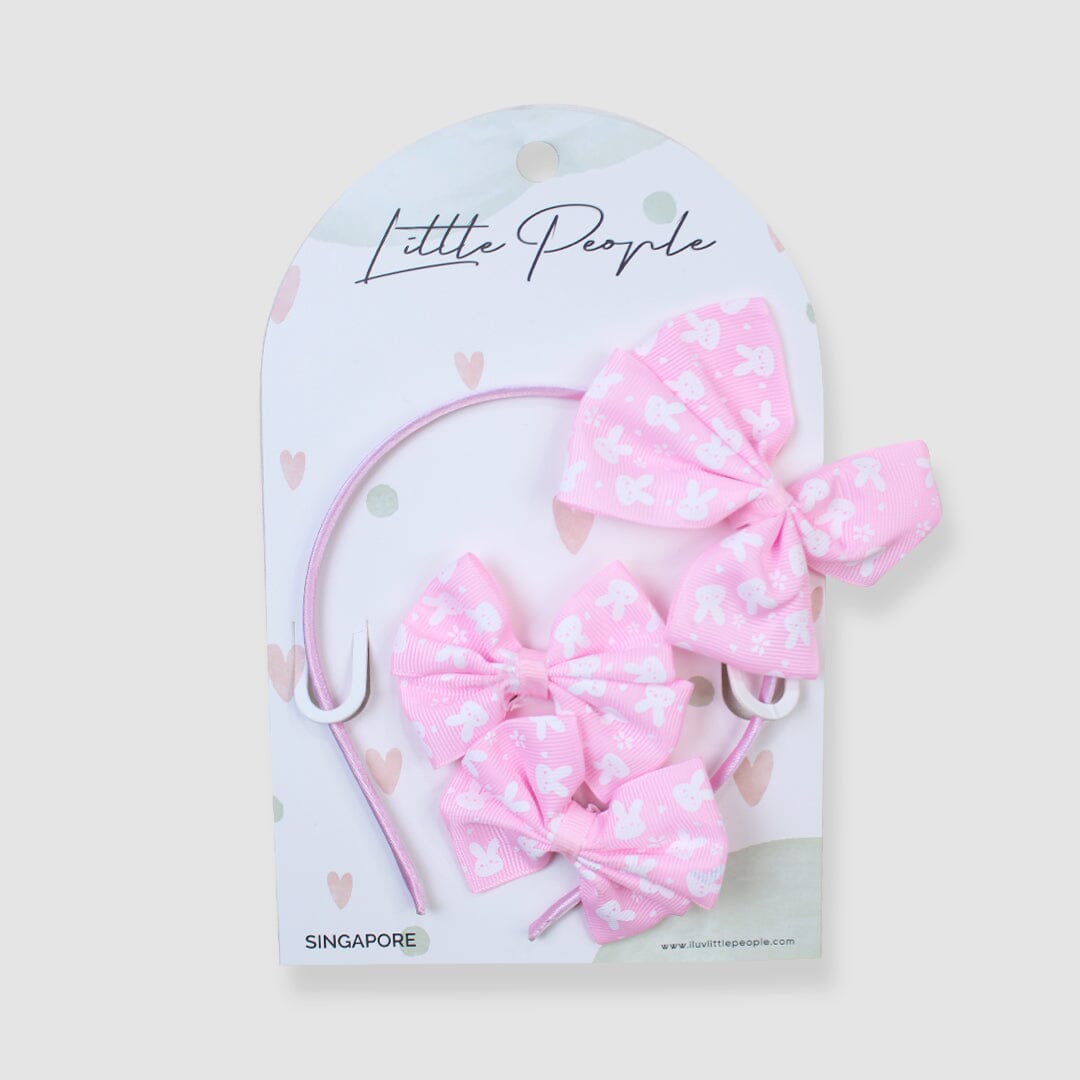 Little People Stylish Hairband & Bow Hairband Iluvlittlepeople Standard Pink Stylish