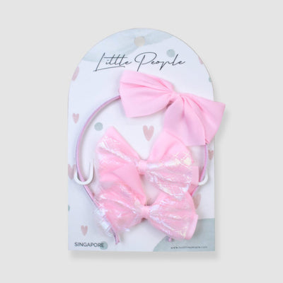 Little People Stylish Hairband & Bow Hairband Iluvlittlepeople Standard Pink Stylish