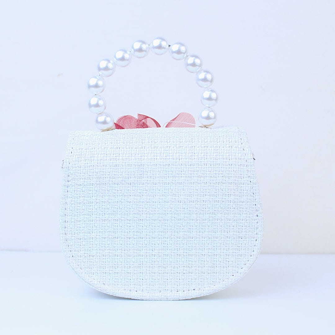 Cute & Stylish White Themed Pearl Handbag Bags Iluvlittlepeople 