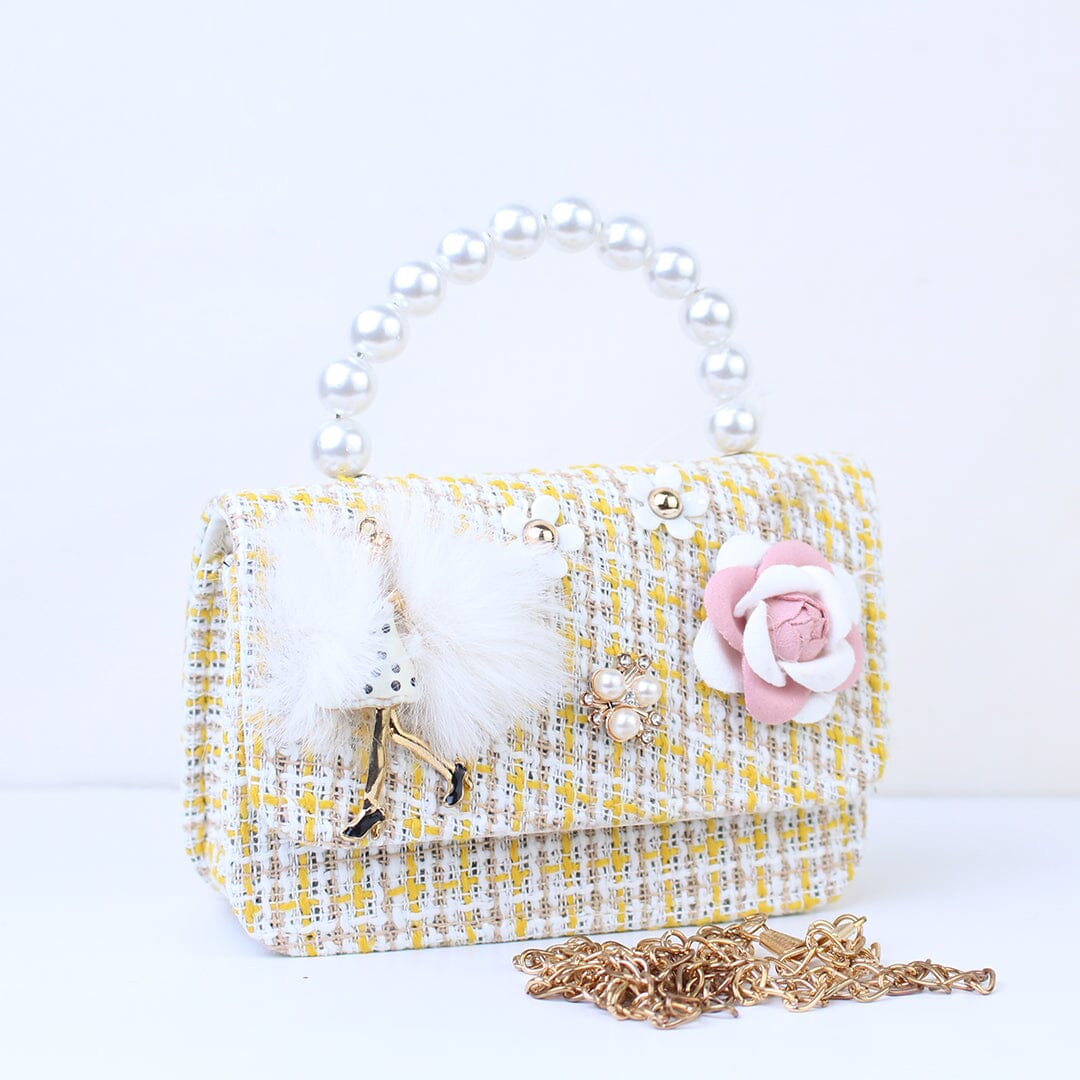 Cute & Stylish Light Brown Themed Pearl Handbag Bags Iluvlittlepeople 