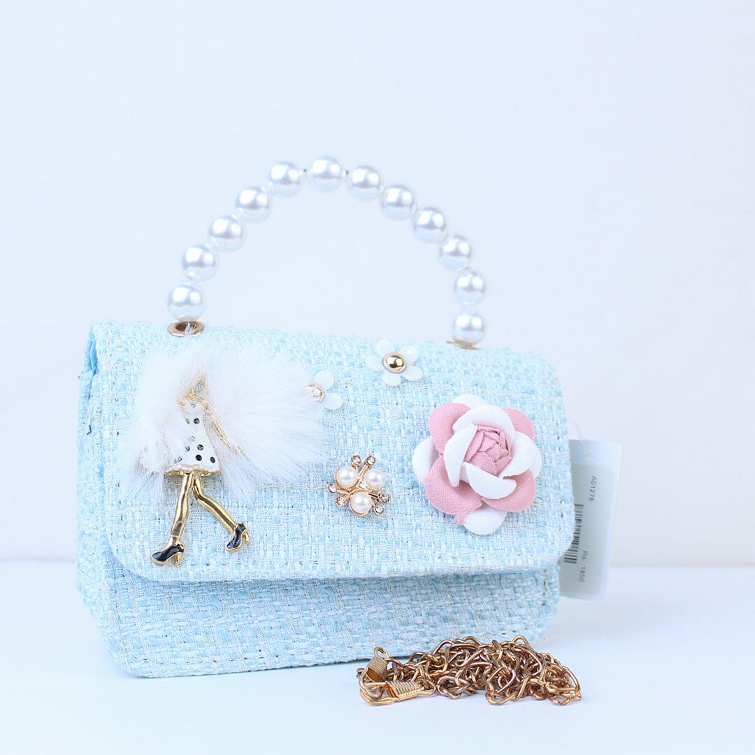 Cute & Stylish Blue Themed Pearl Handbag Bags Iluvlittlepeople 