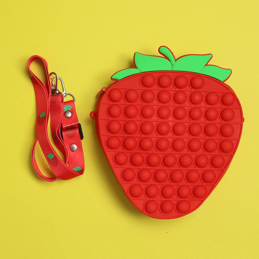 Cute Strawberry Shaped Red Themed Popit Bag For Kids Bags Iluvlittlepeople Standard Red Modern