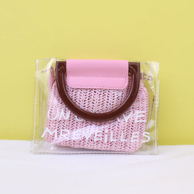 Stylish Pink Themed Clear Holographic Clutch Bag Bags Iluvlittlepeople Standard Pink Modern