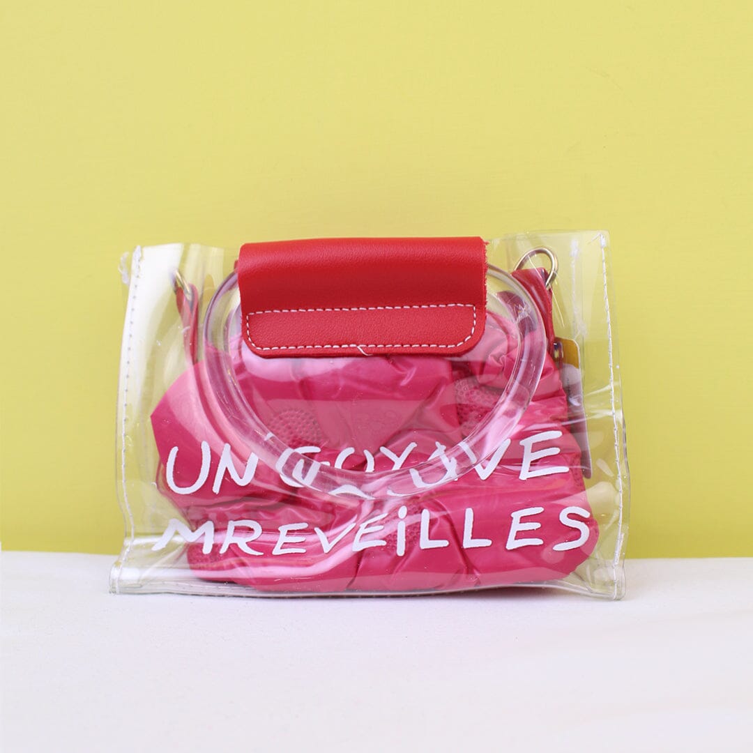 Stylish Red Themed Clear Holographic Clutch Bag Bags Iluvlittlepeople Standard Red Modern
