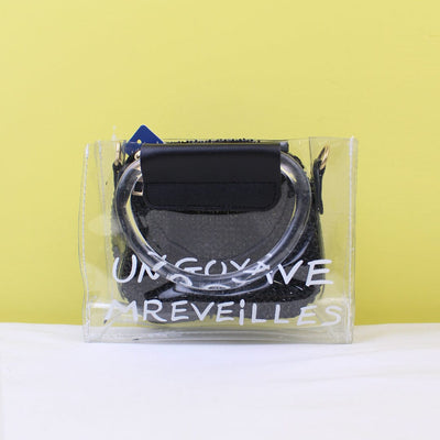 Stylish Black Themed Clear Holographic Clutch Bag Bags Iluvlittlepeople 