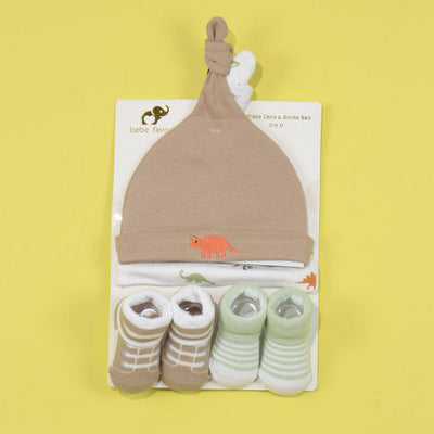 Decent Comfy Caps & Socks Set - Little People Gears Socks Set Iluvlittlepeople 0-24 Months Brown Cotton