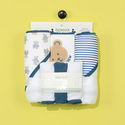 Cozy Comfortable Baby Towel Set - Little People Gears Towels Iluvlittlepeople 0-24 Months Blue Modern