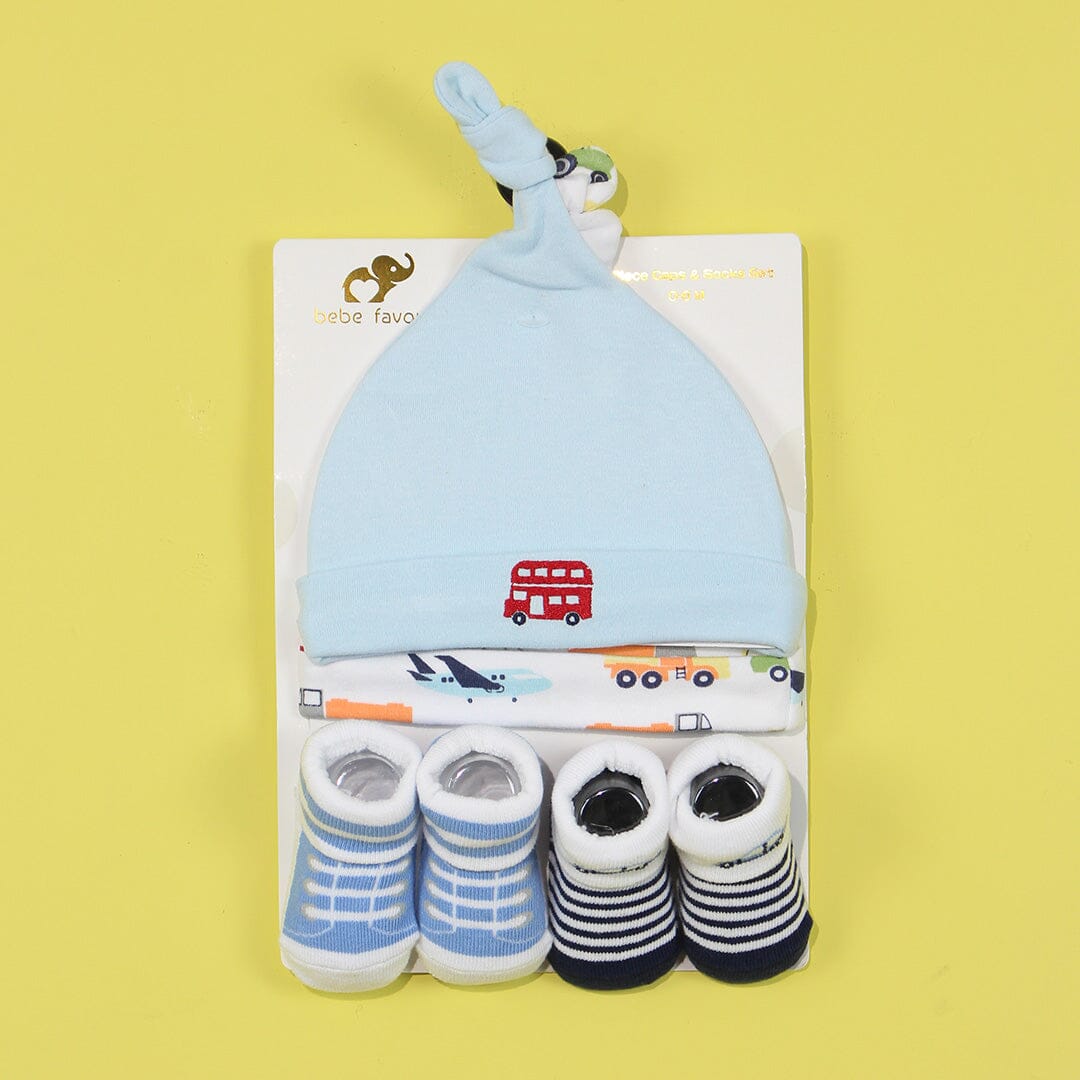 Modern Caps & Socks Set - Little People Gears Caps Iluvlittlepeople 0-24 Months Modern Blue