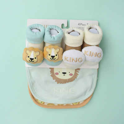 Decent Comfy Bibs & Socks Set - Little People Gears Bibs Set Iluvlittlepeople 0-24 Months Multi Cotton