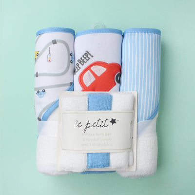 Stylish Comfy Baby Wash Cloths - Little People Gears Wash Cloths Iluvlittlepeople 0-24 Months Blue Modern