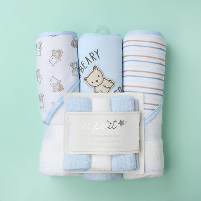 Stylish Comfy Baby Wash Cloths - Little People Gears Wash Cloths Iluvlittlepeople 0-24 Months Blue Modern