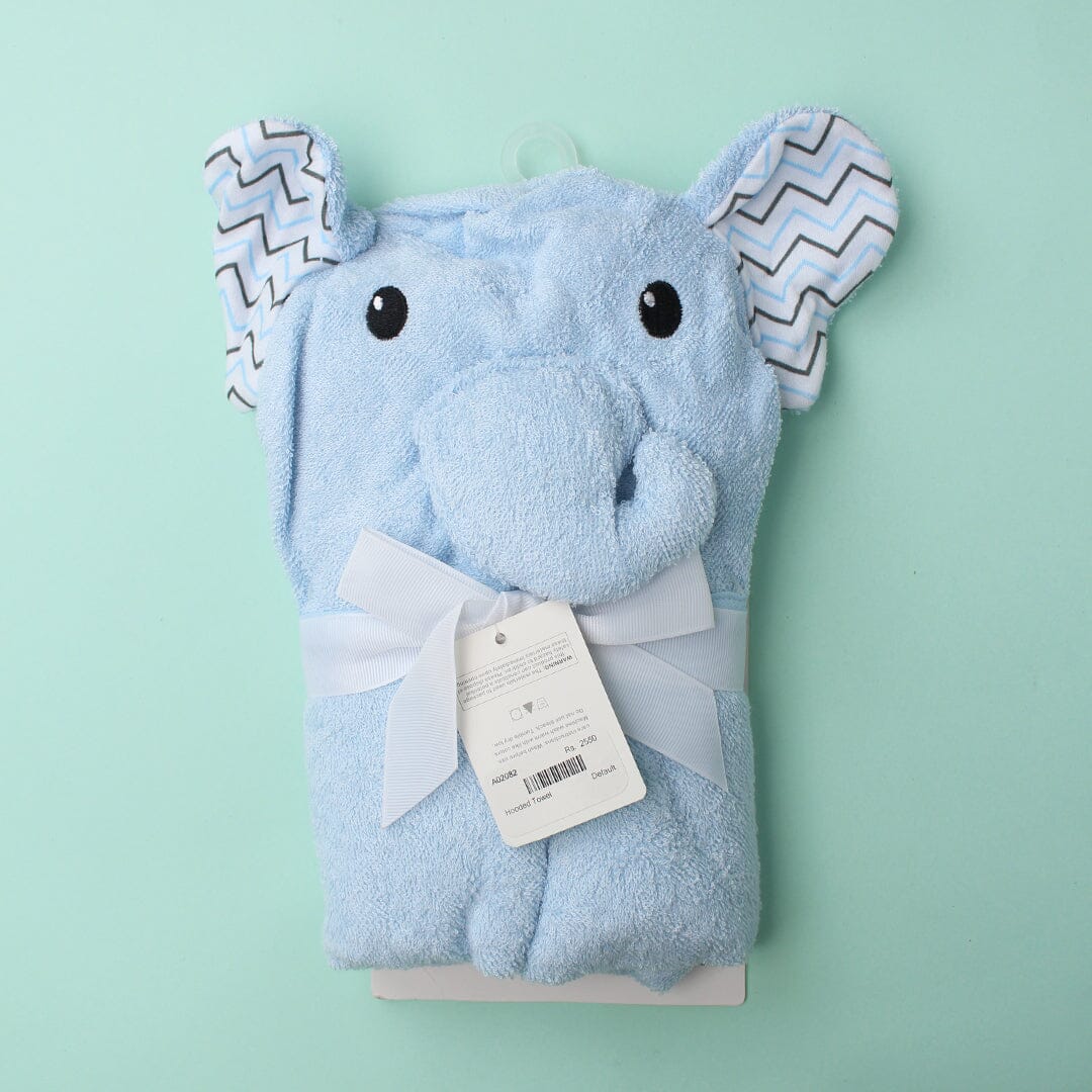 Cozy Hooded Baby Towel - Little People Gears Towels Iluvlittlepeople 0-24 Months Blue Modern