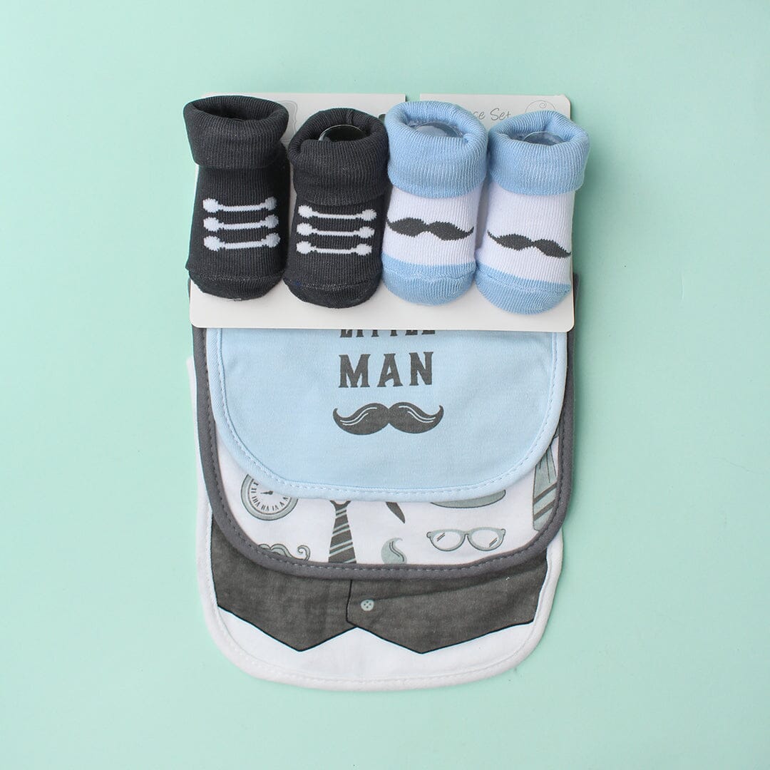 Decent Comfy Bibs & Socks Set - Little People Gears Bibs Set Iluvlittlepeople 0-24 Months Blue Cotton