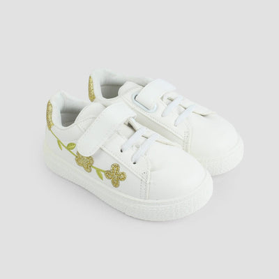 Stylish White Themed Girl Sneakers Sneaker Iluvlittlepeople 19N White Modern