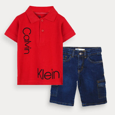 Stylish Red Themed Pair Of T-Shirt & Short For Boys Boy Clothes Pairs Iluvlittlepeople 3-4 Years Off-White Summer