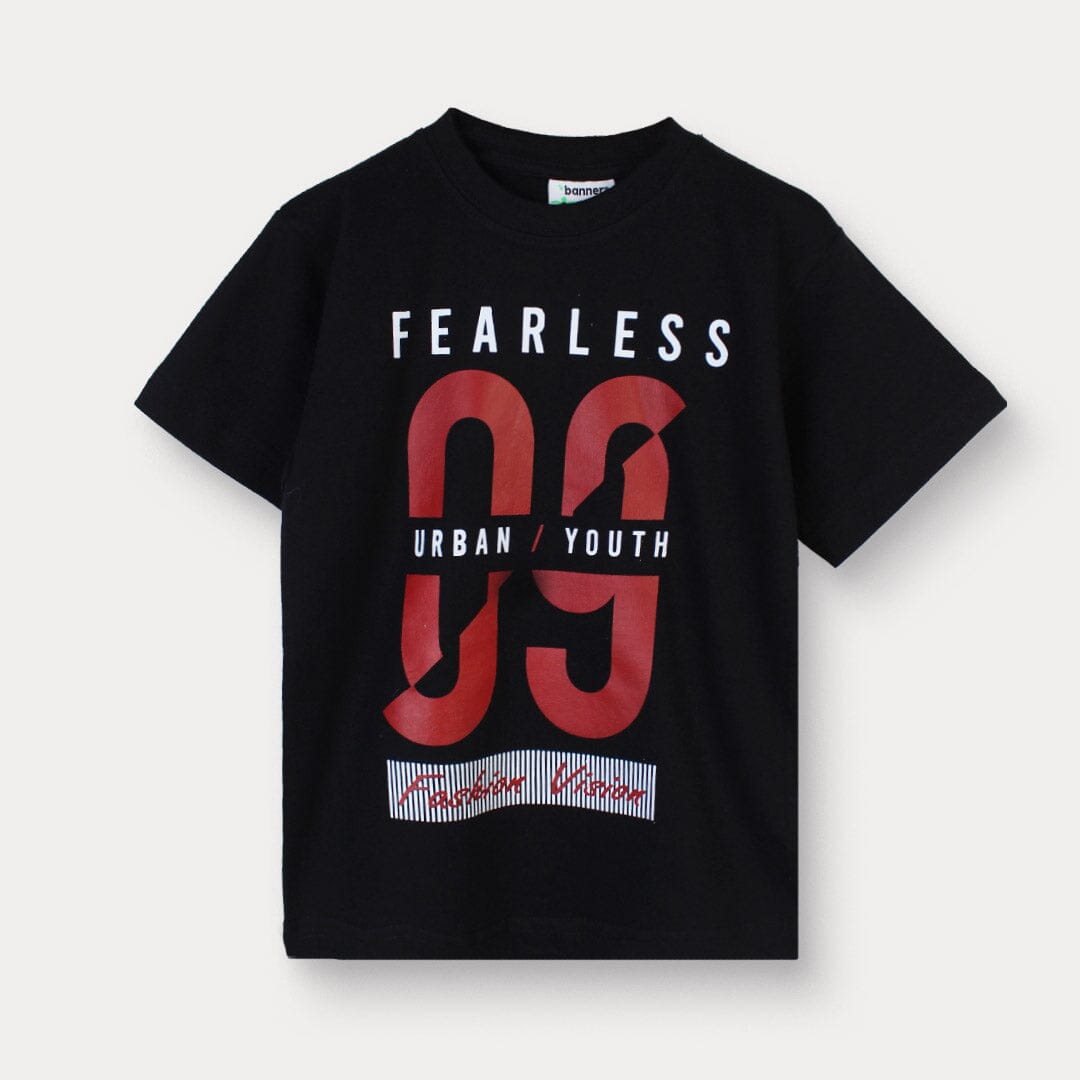 Fearless Urban Black Boys T-Shirt T-Shirt Iluvlittlepeople 5-6 Years Black Summer