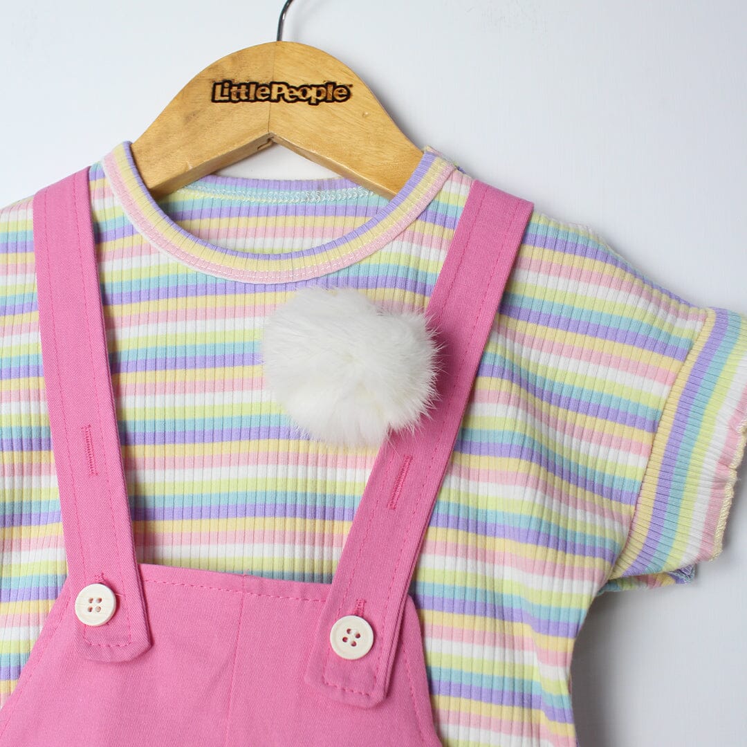 Delighted Pink Themed 2Pc Little Kids Dangri Set Dangri Set Iluvlittlepeople 