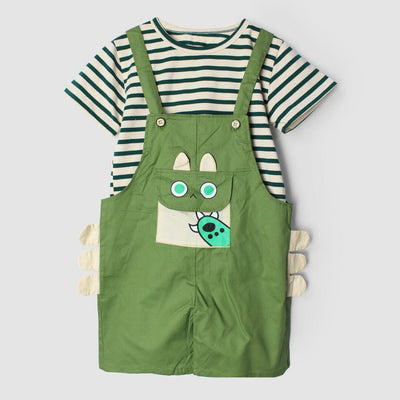Urge Green Themed 2Pc Little Kids Dangri Set Dangri Set Iluvlittlepeople 6-9 Months Summer Green