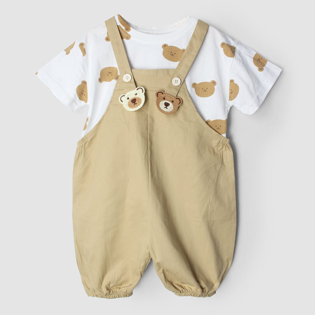 Astonish Brown Themed 2Pc Little Kids Dangri Set Dangri Set Iluvlittlepeople 6-9 Months Summer Brown