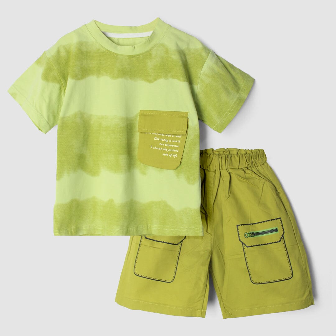 Fancy Green Themed 2Pc Little Kids Set Dangri Set Iluvlittlepeople 6-9 Months Summer Green