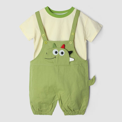 Urge Green Themed 2Pc Little Kids Dangri Set Dangri Set Iluvlittlepeople 6-9 Months Summer Green