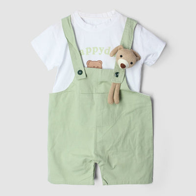 Urge Green Themed 2Pc Little Kids Dangri Set Dangri Set Iluvlittlepeople 6-9 Months Summer Green