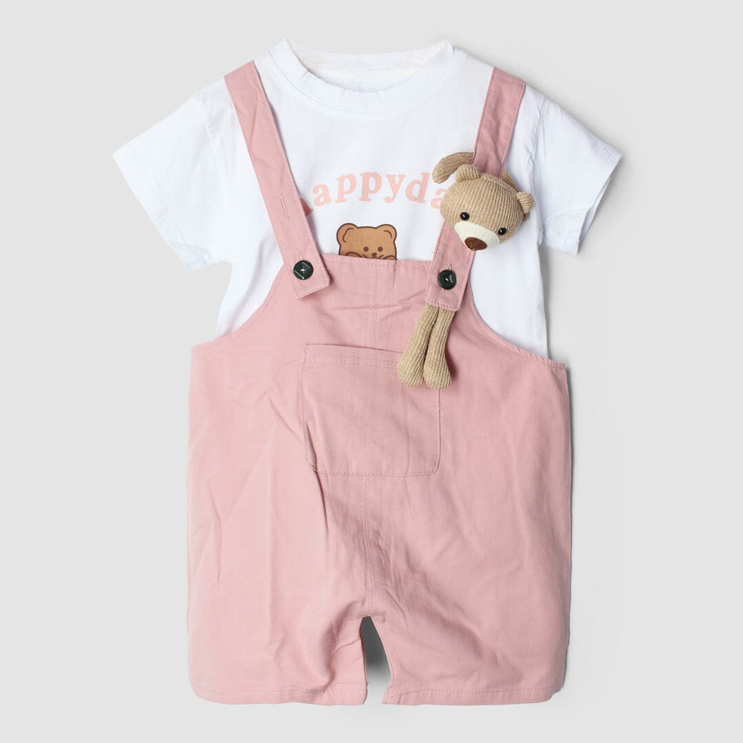 Sizzling Peach Themed 2Pc Little Kids Dangri Set Dangri Set Iluvlittlepeople 6-9 Months Summer Peach