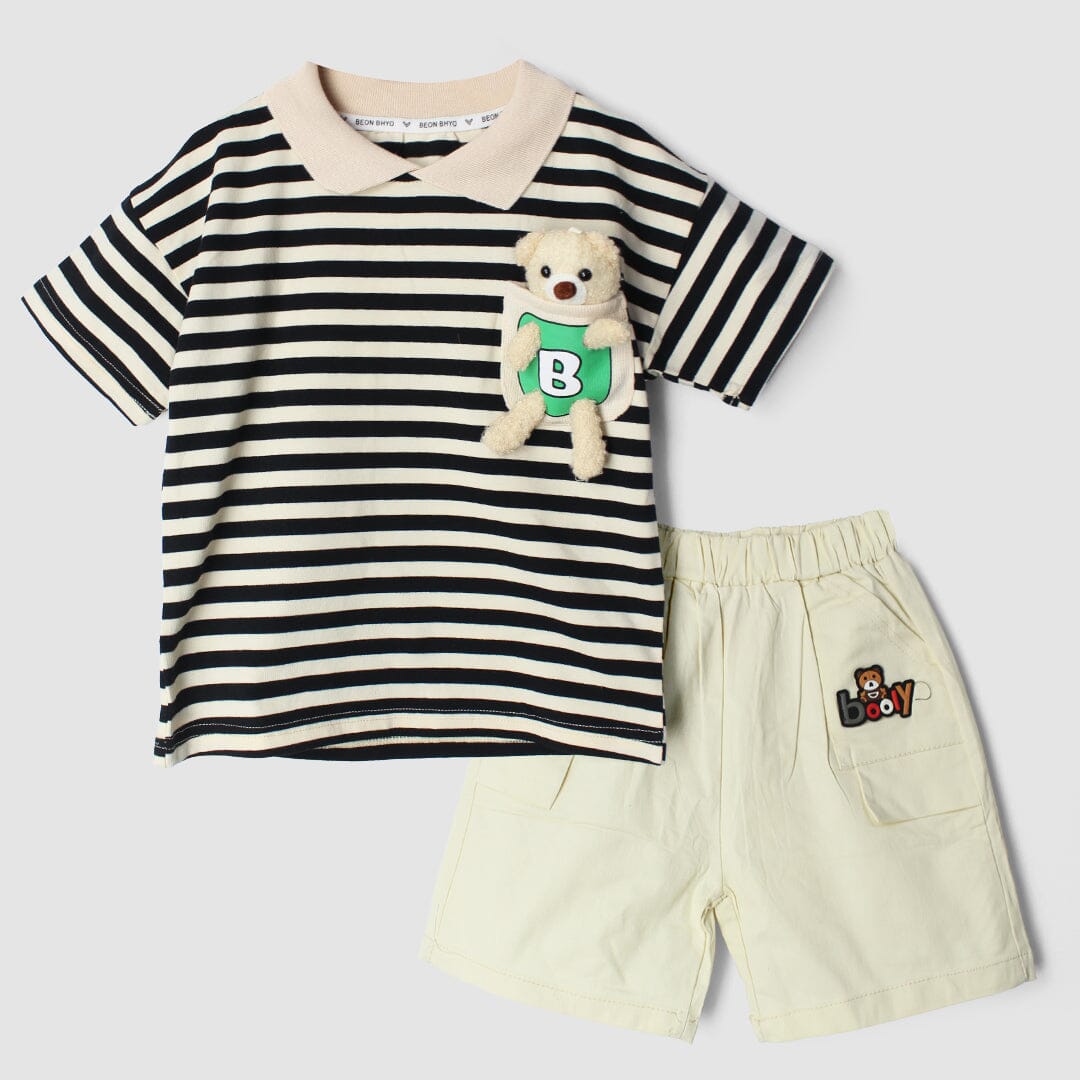 Dashing Beige Themed 2Pc Little Kids Set 2Pc Set Iluvlittlepeople 9-12 Months Summer Beige
