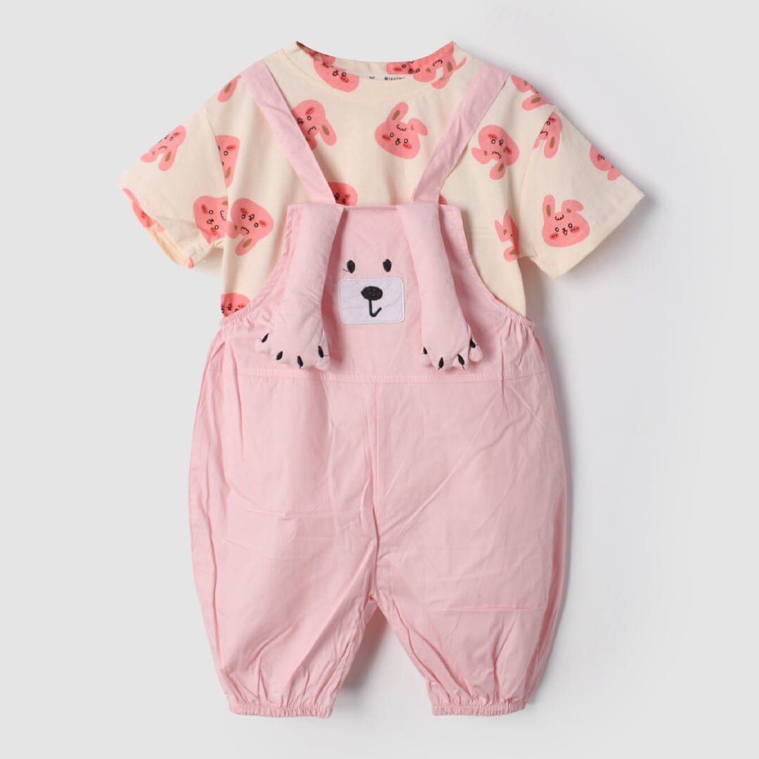 Delighted Pink Themed 2Pc Little Kids Dangri Set Dangri Set Iluvlittlepeople 9-12 Months Summer Pink