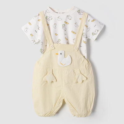 Stylish Off White Themed 2Pc Little Kids Dangri Set Dangri Set Iluvlittlepeople 9-12 Months Summer Off White