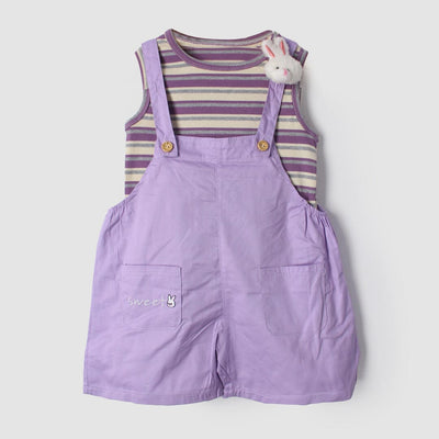 Urge Purple Themed 2Pc Little Kids Dangri Set Dangri Set Iluvlittlepeople 9-12 Months Summer Purple