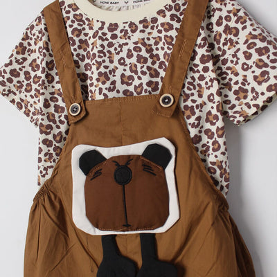Modern Brown Themed 2Pc Little Kids Dangri Set Dangri Set Iluvlittlepeople 