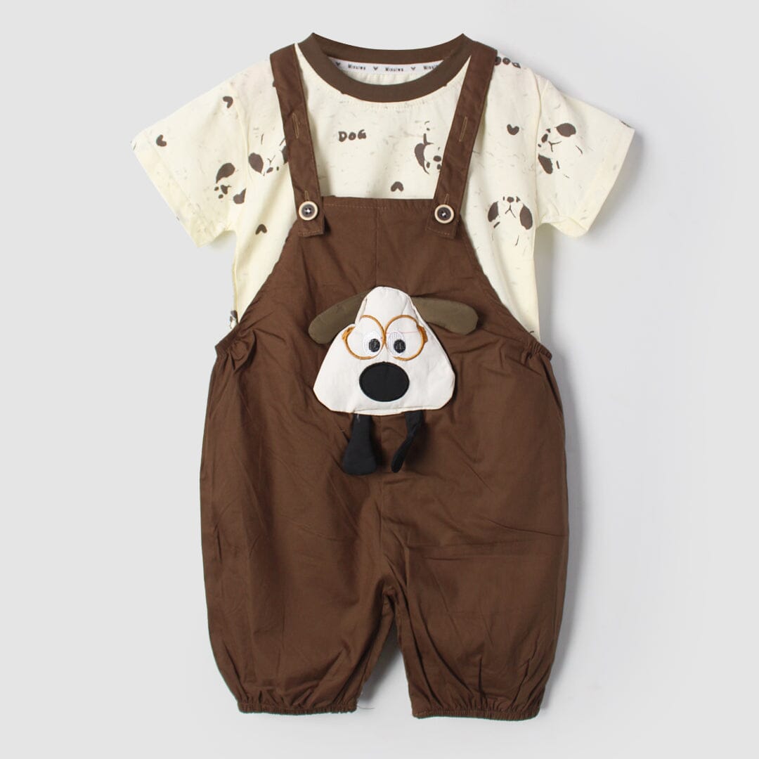 Stylish Brown Themed 2Pc Little Kids Dangri Set Dangri Set Iluvlittlepeople 9-12 Months Summer Brown