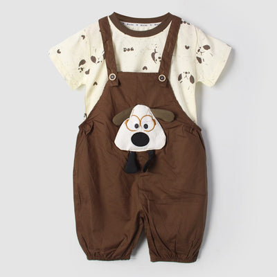 Stylish Brown Themed 2Pc Little Kids Dangri Set Dangri Set Iluvlittlepeople 9-12 Months Summer Brown