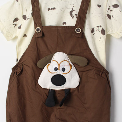 Stylish Brown Themed 2Pc Little Kids Dangri Set Dangri Set Iluvlittlepeople 