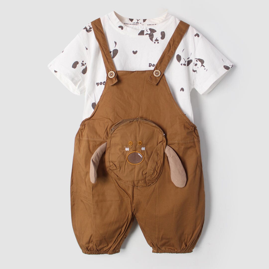 Kink Brown Themed 2Pc Little Kids Dangri Set Dangri Set Iluvlittlepeople 9-12 Months Summer Brown