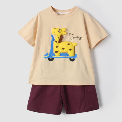 Desire Beige Themed 2Pc Little Kids Dangri Set Dangri Set Iluvlittlepeople 6-9 Months Summer Beige