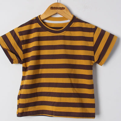 Modern Brown Themed 2Pc Little Kids Dangri Set Dangri Set Iluvlittlepeople 